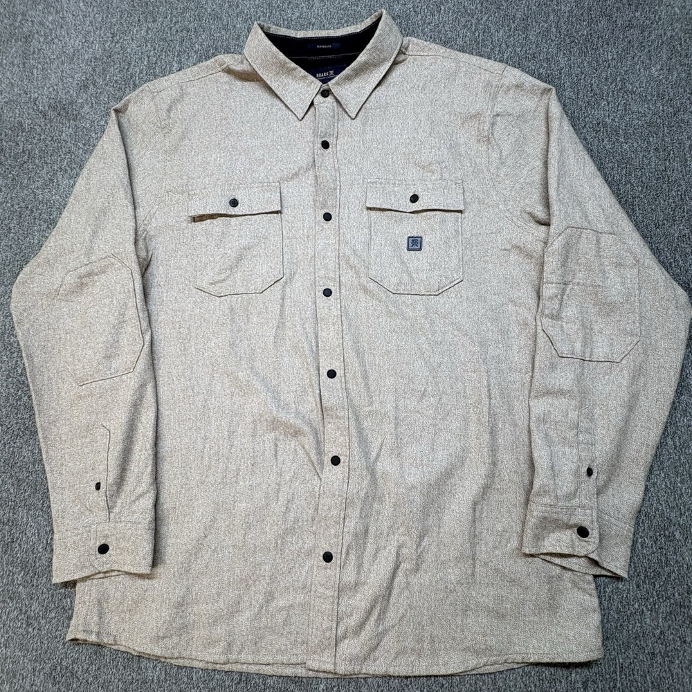 Roark Nordsman Revival Long Sleeve Flannel Mens Size XL Khaki Lightweight Snap